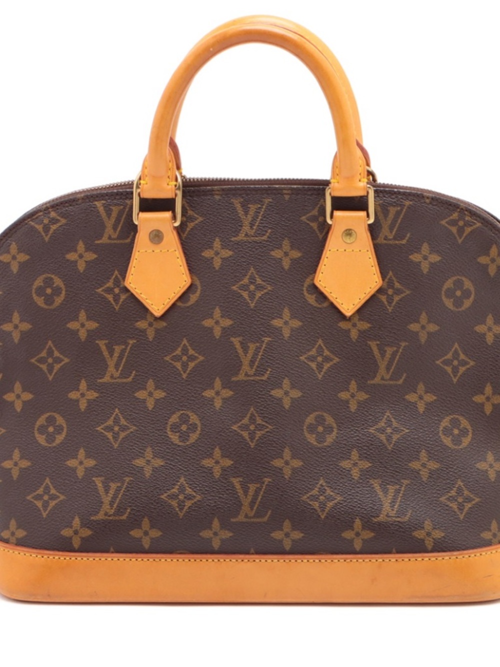 Louis Vuitton Monogram Alma Satchel in Brown and Tan with dust bag